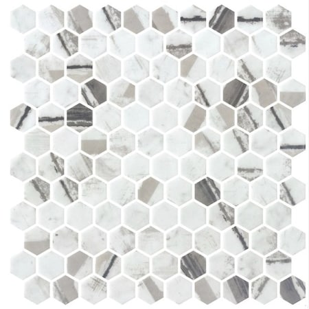 Andova Tiles SAMPLE-Avery 1-in. Honeycomb Polished Upcycled Glass Floor and Wall Mosaic Tile SAM-ANDAVE1245