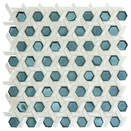 Apollo Tile Teal Green 11.7 in x 11.9 in Glass Glossy Floor and Wall Mosaic Tile 9.67 sqft/case, 10PK APLAHX8822A