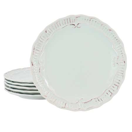 Modern Southern Home Capri 6 Piece 11 Inch Stoneware Embossed Dinner Plate Set in Egg Blue 750120977M