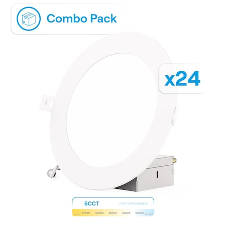 Infibrite 6 In 5CCT Selectable White 12 Watt 1200LM 0-10V Dimmable LED Light 120-277V, 24PK IB-002-18-12W-10V-24PK