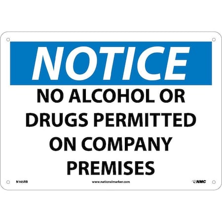 Nmc Notice No Alcohol Or Drugs Permitted Sign, N165RB N165RB