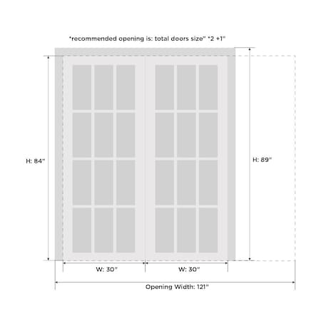 Sartodoors Double French Interior Door, 36" x 84", White QUADRO4055DP-WS-6084