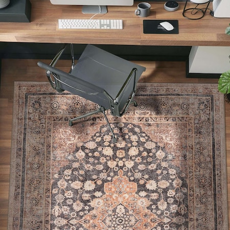 World Rug Gallery Black Traditional Flat Pile Rug - Washable and Pet Friendly, Non-Slip Surface 4 ft x 6 ft WR171BLACK4X6