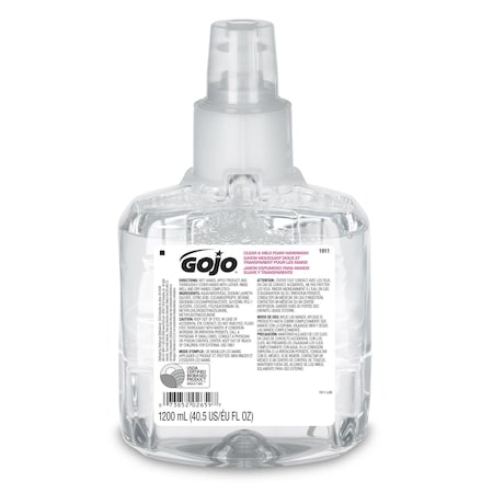 Gojo Hand Soap Refill, Series LTX-12, 1,200 mL, Foam, Fragrance Free, 2 PK 1911-02