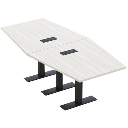 Skutchi Designs 8 Person Conference Table With Power Unit | 8' Hexagon Table | Harmony Series HAR-HEX.IR-48X96-T.BK-WA7976-EBLK