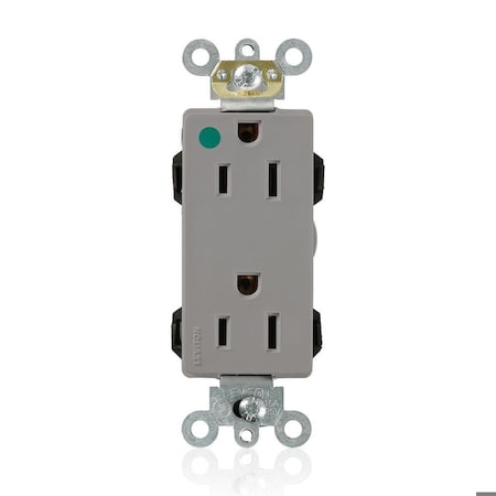 Leviton Straight Blade Receptacle, 5-15R, 15 A, 125V AC, Flush Mount, Self-Grounded M1626-HGG