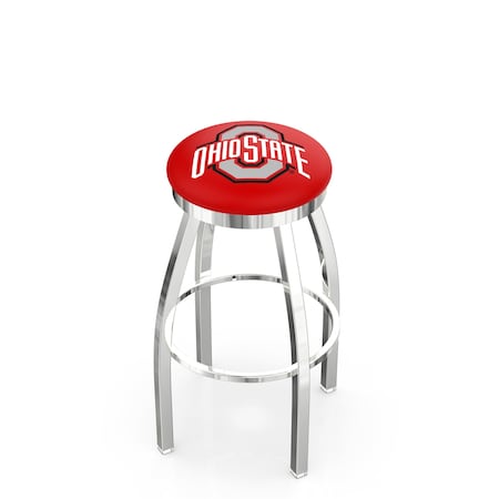 Holland Bar Stool Co 25" Chrome Ohio State Swivel Bar Stool, Accent Ring L8C2C25OhioSt