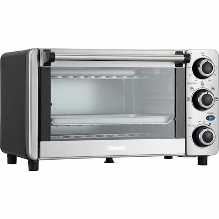Danby Products Danby 4 Slice Countertop Toaster Oven, 0.4 Cu.Ft. Capacity, 1100 Watts DBTO0412BBSS