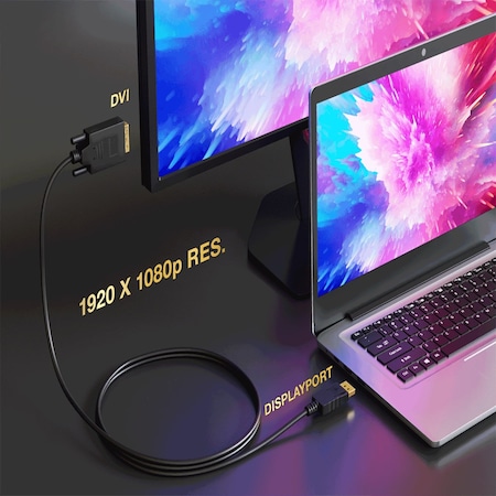 Sanoxy 3ft Gold Plated Premium DisplayPort to DVI Male to Male Cable 28AWG SNX-CBL-LDR-DP102-1103