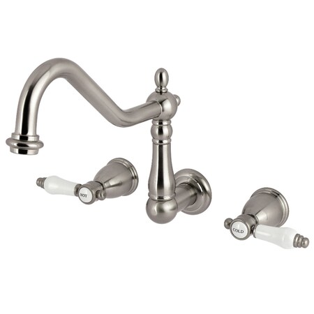 Kingston Brass Two-Handle Wall Mount Tub Faucet, Brushed Nickel KS1028BPL