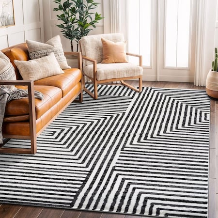 World Rug Gallery Modern Maze Area Rug 5 ft x 7 ft Cream WR148CREAM5X7