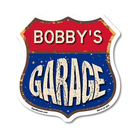 Signmission Bobby's Garage, 12 Inch X 12 Inch, Plastic Sign SHI-P-12-383-BOBBY