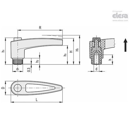Elesa Brass boss, threaded hole, MRT.42-B-M6-C1 MRT-B