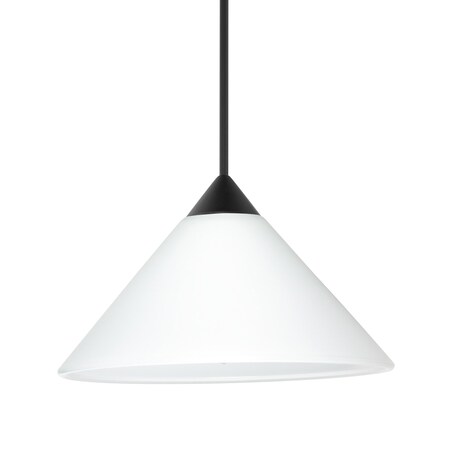 Besa Lighting Besa Kona Pendant, White, Black Finish, 1x 5W LED 1XT-117607-LED-BK