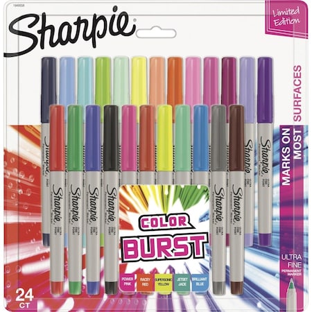 Sanford Ultra Fine Point Permanent Marker, Color Burst Assortment - 24 per Pack 1949558