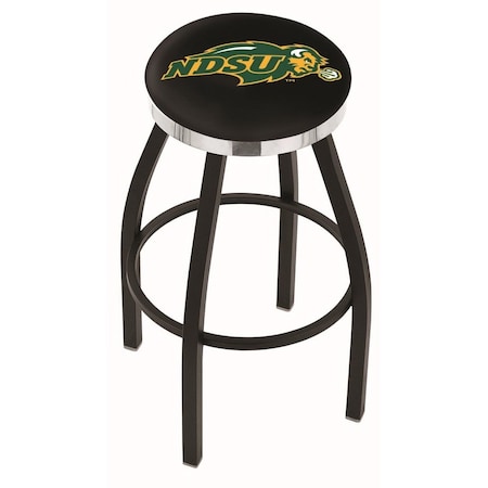 Holland Bar Stool Co 36" Blk Wrinkle North Dakota State Swivel Bar Stool, Chrome Ring L8B2C36NDakSt-B