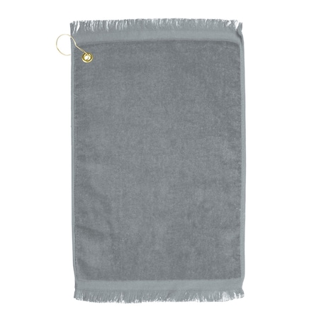 Towelsoft Premium Fringed Velour Golf Towel with Corner Hook &Grommet Placement-Silver Golf-EV1407CL-SLVR
