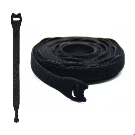 Grizzly Supply Back to Back Self-Gripping Cable Tie, 8 in L, 0.5 in W, Hook and Loop Closure, Black, 25PK GS-HLBB8-0Q