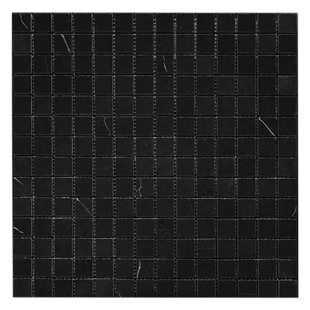 Apollo Tile 12x12 Polished Eastern Black Marble Mosaic Square Wall and Floor Tile 5 sq ft/case, 5PK APLTX88S09PA