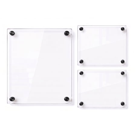 Azar Displays Gallery Wall Set: (2) 8x10 and (1) 16x20 Sign Holders with 1 in BLACK Caps and Standoffs 105720-BLK