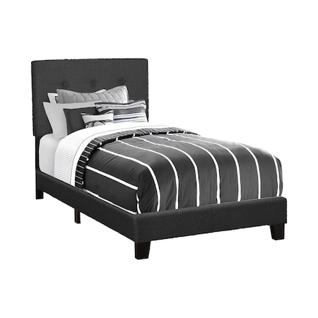 Monarch Specialties Bed, Twin Size, Upholstered, Bedroom, Frame Only, Youth, Teen, Juvenile, Black Boucle, Transitional I 5805T