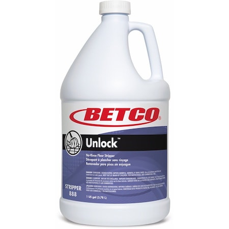 Betco Unlock No-Rinse Floor Stripper, 1 gal, 4PK 8880400