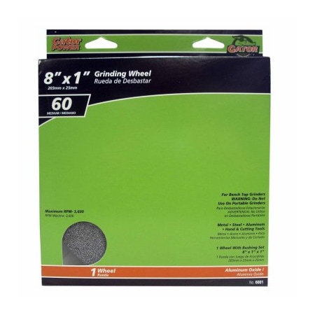 Gator Finishing 8x1x1 MED G Grind Wheel, 2PK 6001GA