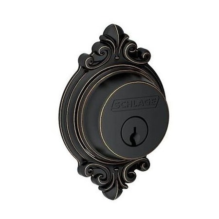 Schlage Residential Brookshire Single Cylinder Deadbolt C Keyway with 12287 Latch and 10116 Strike Aged Bronze Finish B60BRK716
