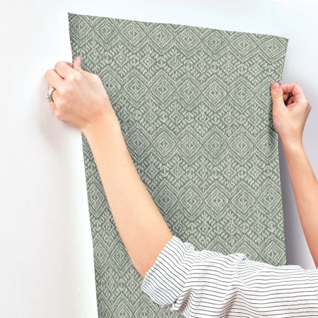 A-Street Prints Gallivant Green Woven Geometric Wallpaper 4146-27256