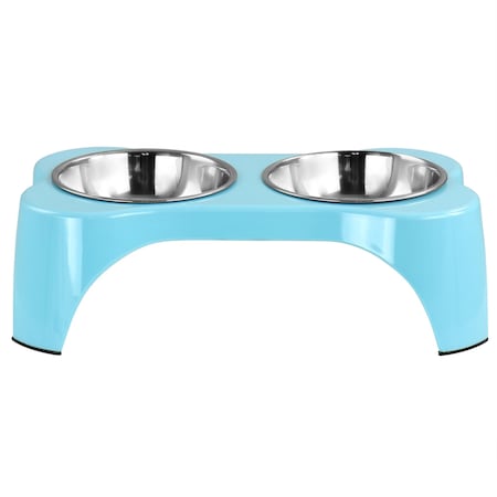 Gibson Home Bow Wow Meow 3 Piece Elevated Pet Bowl Dinner Set in Teal 122396.03