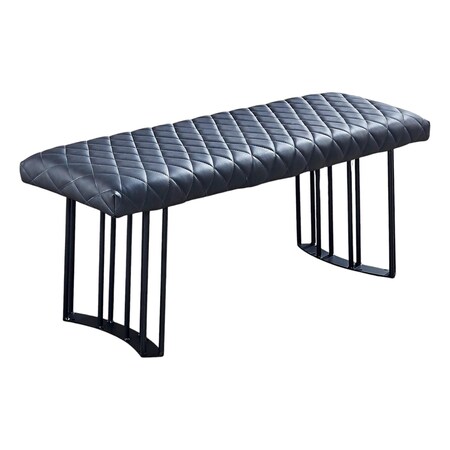 Homeroots 47in Dark Gray and Black Faux Leather Upholstered Dining Bench 553872