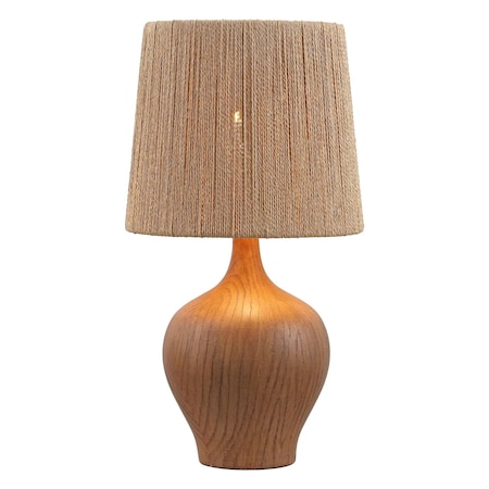 Jonathan Y Eben 23" Rustic Farmhouse Resin/Metal Gourd LED Table Lamp with Paper Rope Shade, Brown Wood Finish JYL9200A
