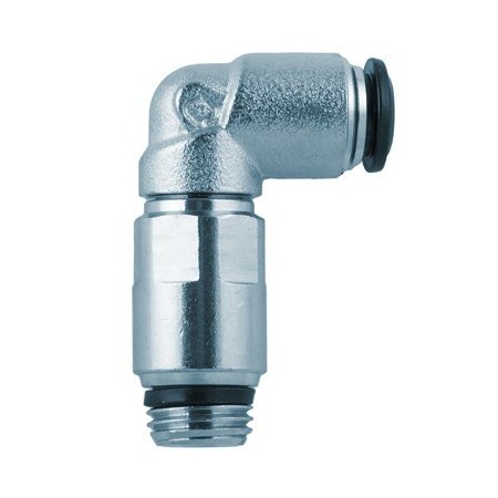 Usa Industrials Push to Connect Tube Fitting, Nickel Plated Brass w/ Plastic Release Ring, Male L Elbow ZUSA-TF-PTC-NPBR-117