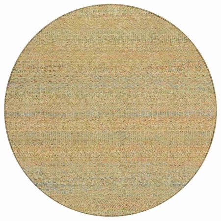 Homeroots 8' Beige And Taupe Round Striped Washable Indoor Outdoor Area Rug 615652