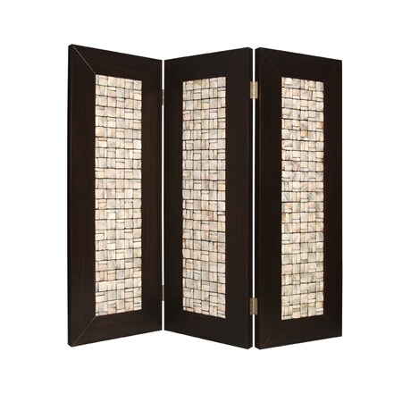 Homeroots 84" Brown Folding Three Panel Screen Room Divider 277097