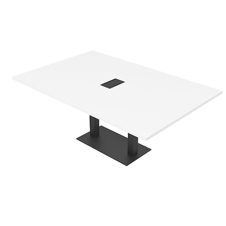 Skutchi Designs Rectangle Conference Table With Power Unit, 48 in W, 72 in L, White HAR-REC-48X72-DOU.BK-W960-EBLK