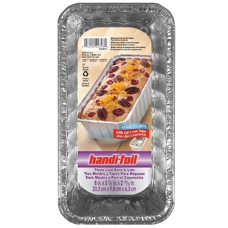 Handi-Foil Loaf Pan with Lid, 5.718 in L, 3.312 in W, Aluminum 20398TL-10