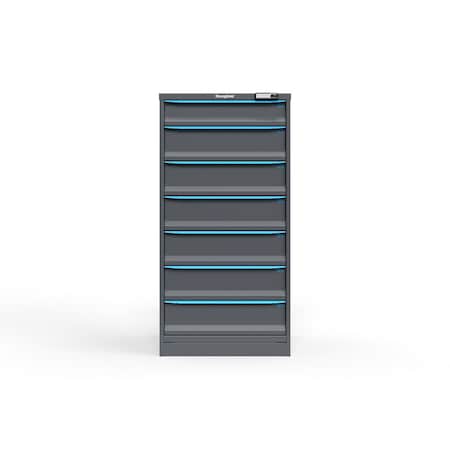 Strong Hold 7 drawer cabinet - (1x 5ft, 6x 7ft) - Blue accents - E-Lock w/ Tracking S3060-PPTAS-0701FS
