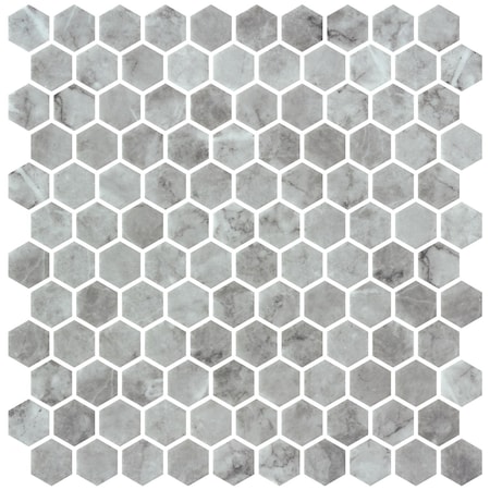 Andova Tiles Vargal 1-in. Honeycomb Marble Look Recycled Glass Hexagon Wall & Floor Mosaic Tile, 11PK ANDVAR1299