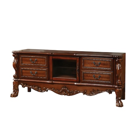 Homeroots 79in Brown Wood And Glass Carved Scrollwork Entertainment Center 347488