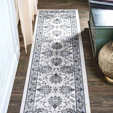 Jonathan Y Cherie French Cottage Cream/Light Gray 2 ft. x 10 ft. Runner Rug MDP505F-210