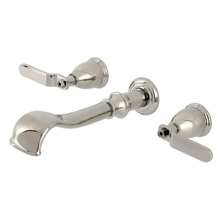 Kingston Brass Two-Handle Wall Mount Tub Faucet, Polished Nickel KS5026KL