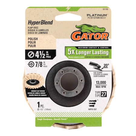 Gator Finishing 4.5 in. X 7/8 in. Sanding Flap Disc, Polish 391189