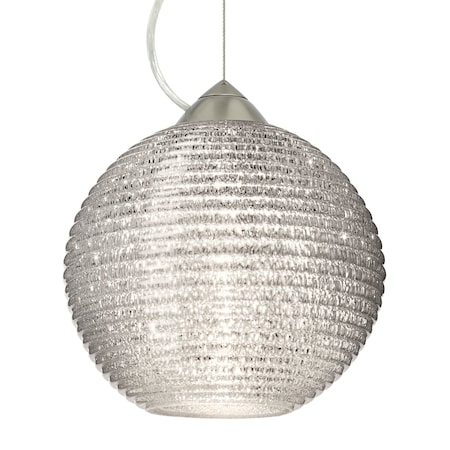 Besa Lighting Kristall 8 Cord Pendant, Glitter, Satin Nickel Finish, 1x9W LED 1KX-4616GL-LED-SN