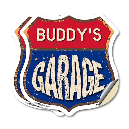 Signmission Buddy's Garage, 18 inch X 18 inch, Vinyl Decal, 2PK SHI-D-2PACK-18-383-BUDDY