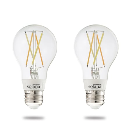 Bulbrite Solana 40-Watt Equivalent A19 Smart WIFI Connected LED Light Bulb, Clear, 2PK 861703