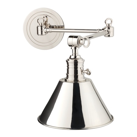 Hudson Valley Lighting Garden City 1 Light Wall Sconce 8 In. Polished Nickel, horizontal arm 8322-PN