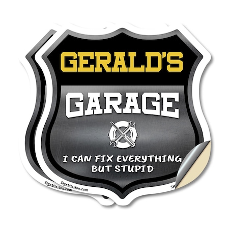 Signmission Gerald's Garage I Can Fix Everything But Stupid, 18 inch X 18 inch, Vinyl Decal, 2PK SHI-D-2PACK-18-490-GERALD