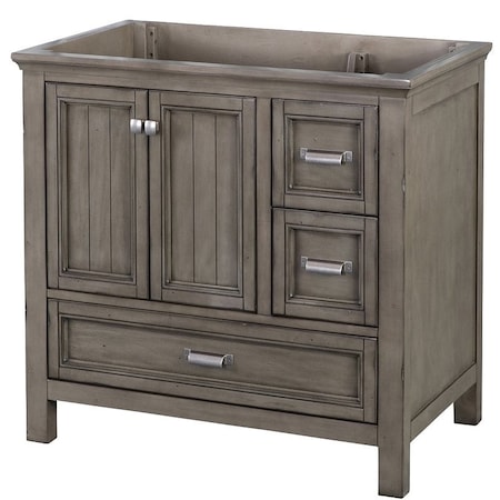 Fgi Brantley Series Vanity, Wood, Distressed Gray, 2Cabinet Door, 3Drawer BAGV3622D