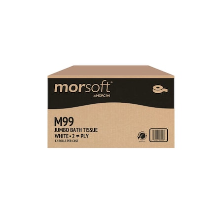 Morcon Jumbo Roll Bath Tissue White, 9in, PK12 M99
